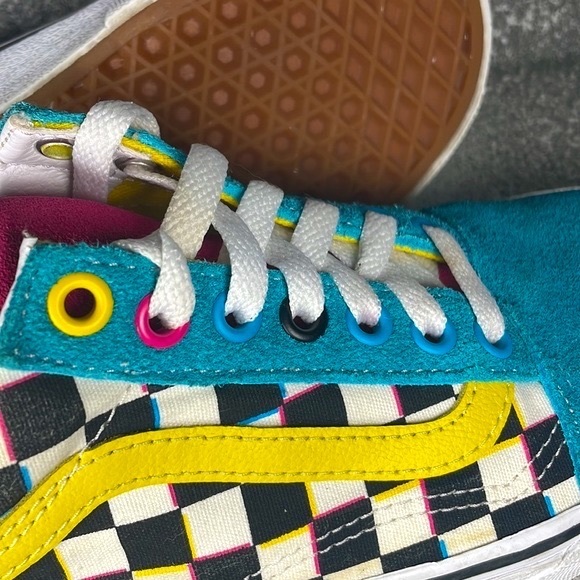 VANS Old Skool Multicolored Checkered Sneakers Shoes - Picture 7 of 9